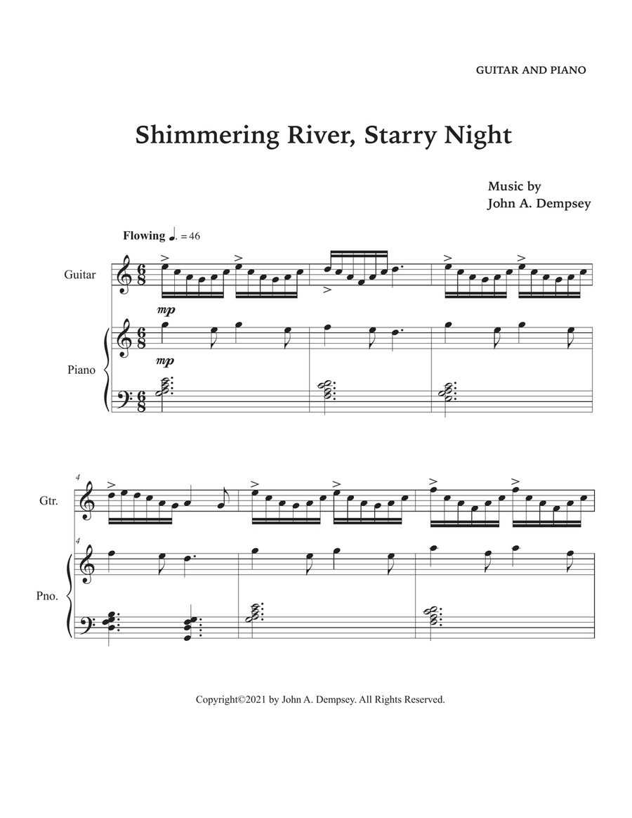 Shimmering River, Starry Night (Guitar and Piano) Acoustic Guitar scores gallery preview page 5