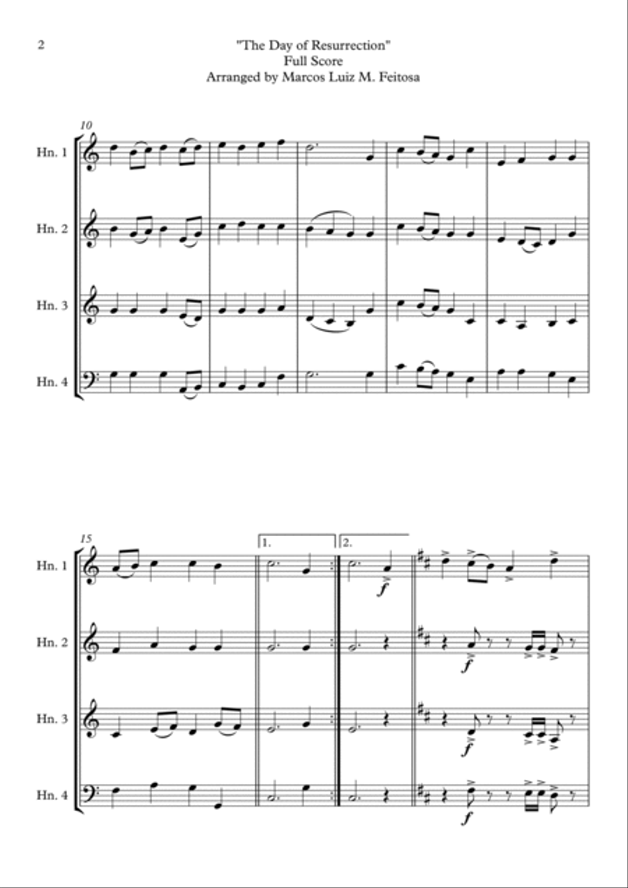 ELLACOMBE (The Day of Resurrection) - Horn in F Quartet French Horn Quartet scores gallery preview page 4