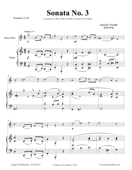Vivaldi: Sonata No. 3 for Bass Flute image number null