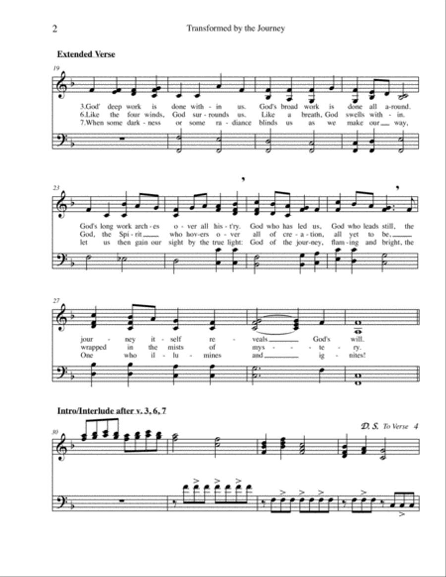 Transformed by the Journey (unison hymn with organ version) Unison Choir scores gallery preview page 2