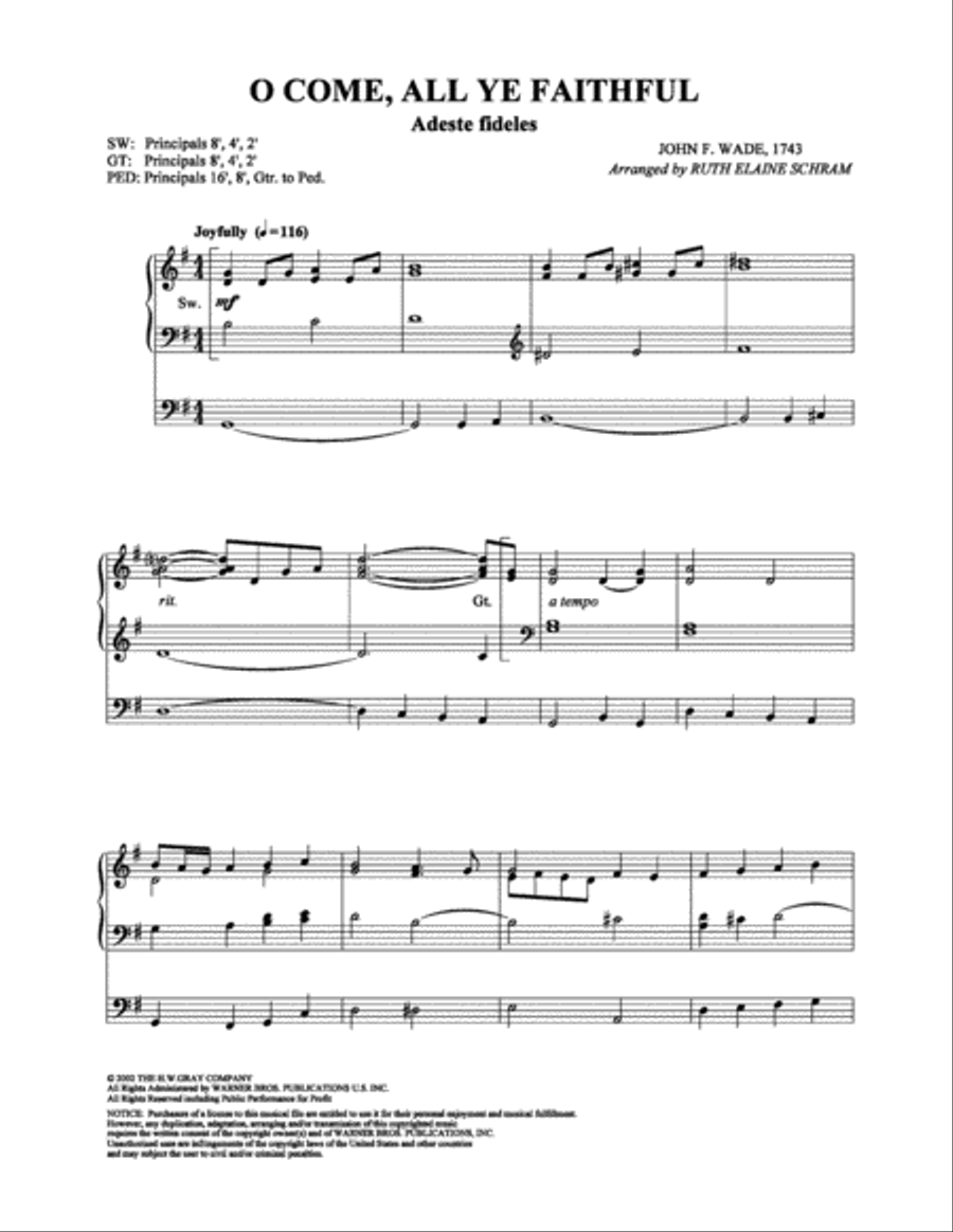 O Come, All Ye Faithful Organ scores gallery preview page 1