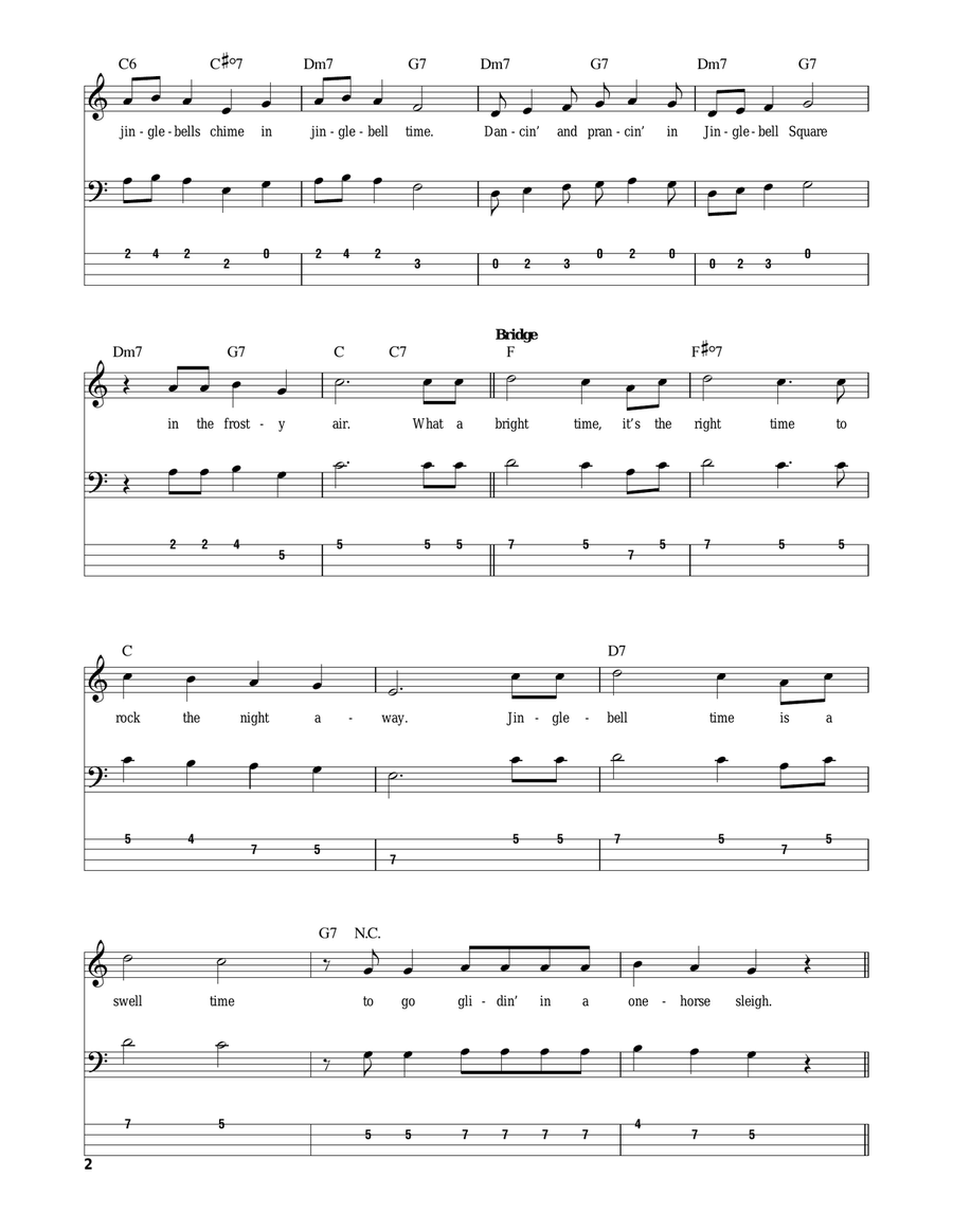 Jingle-Bell Rock Bass Guitar Tablature scores gallery preview page 2