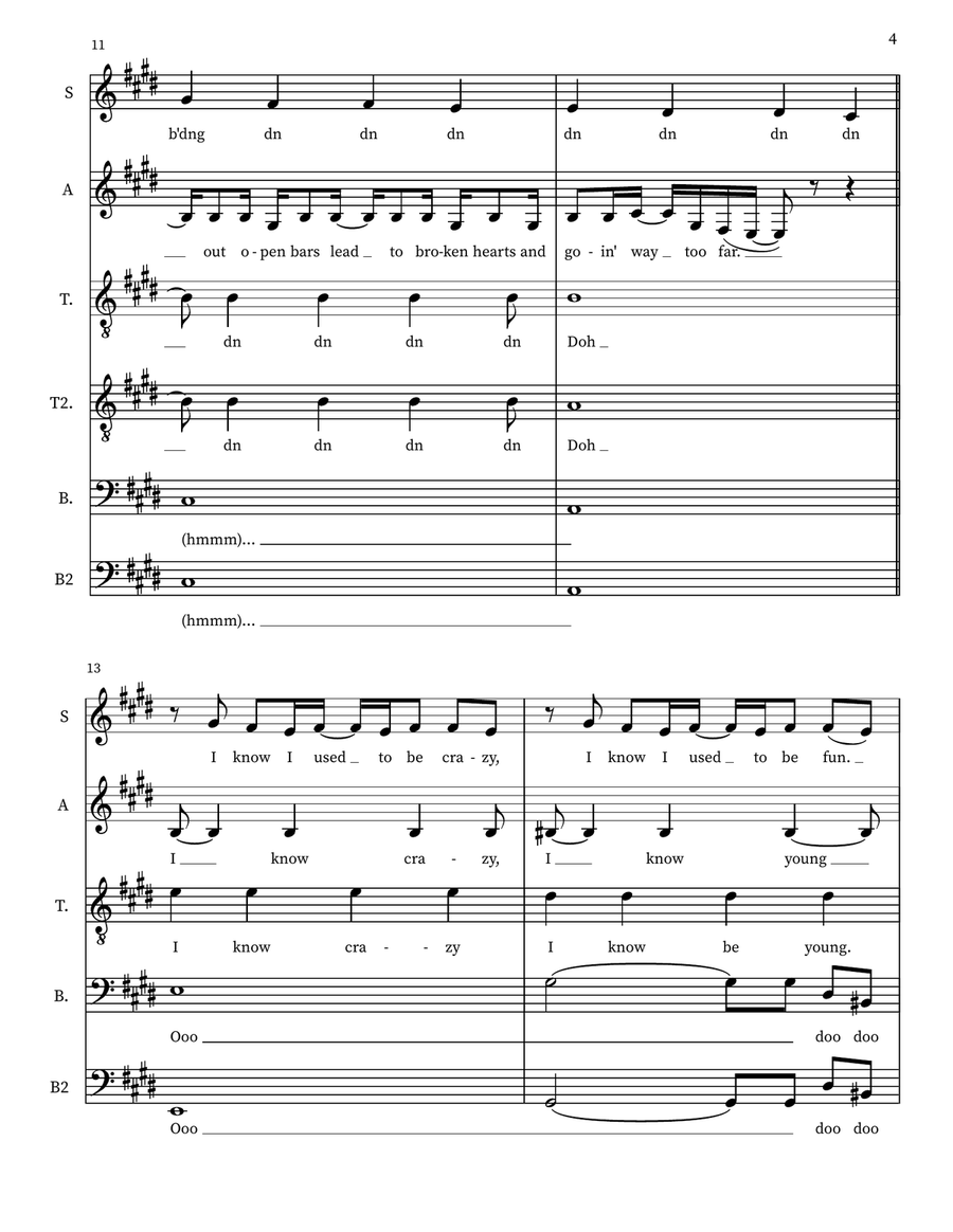 Used To Be Young Choir scores gallery preview page 4