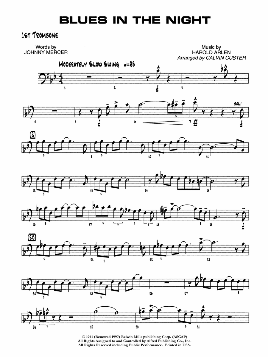 Blues in the Night: 1st Trombone