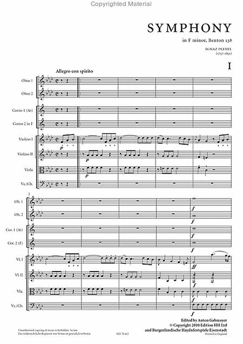 Symphony in F minor, B138