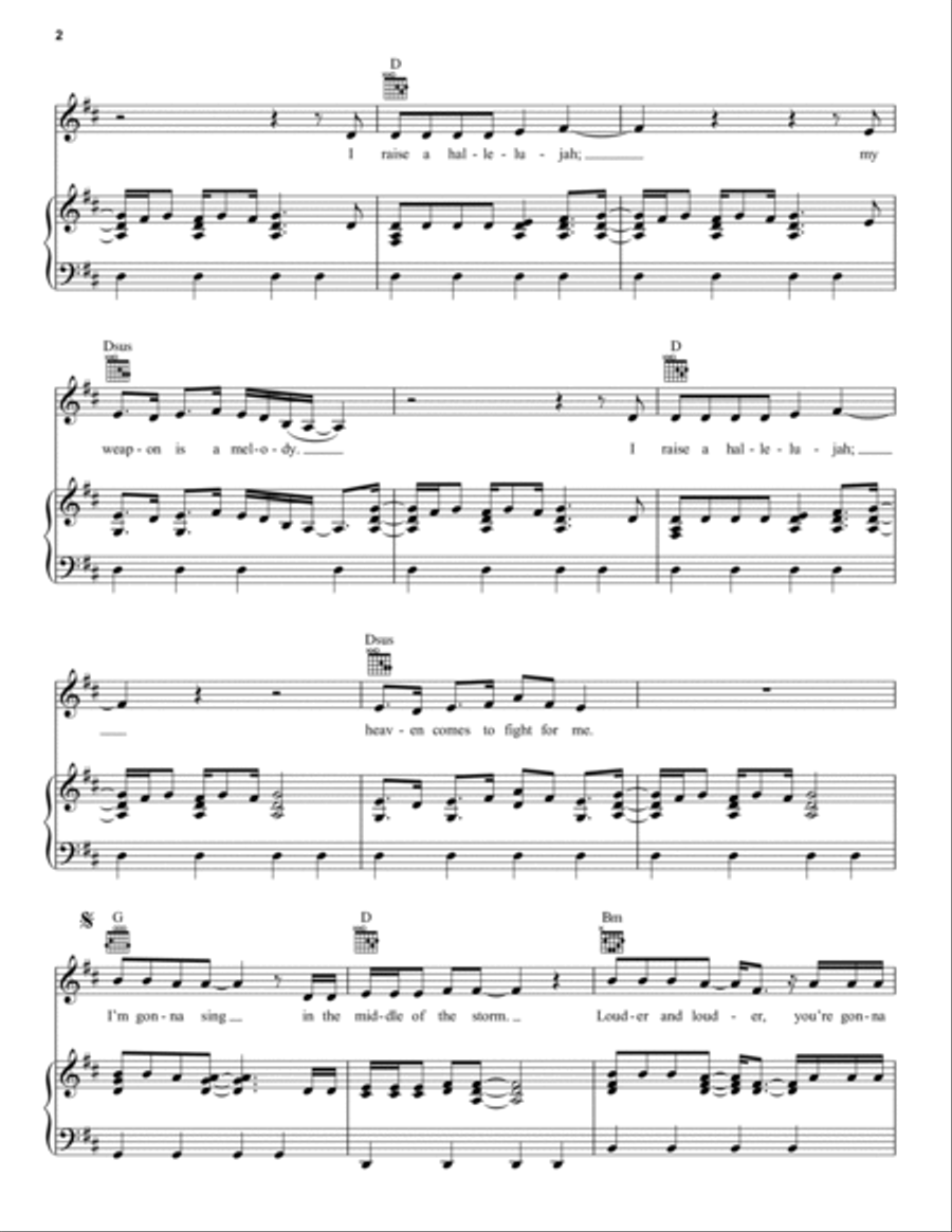 Raise A Hallelujah Piano, Vocal, Guitar scores gallery preview page 2