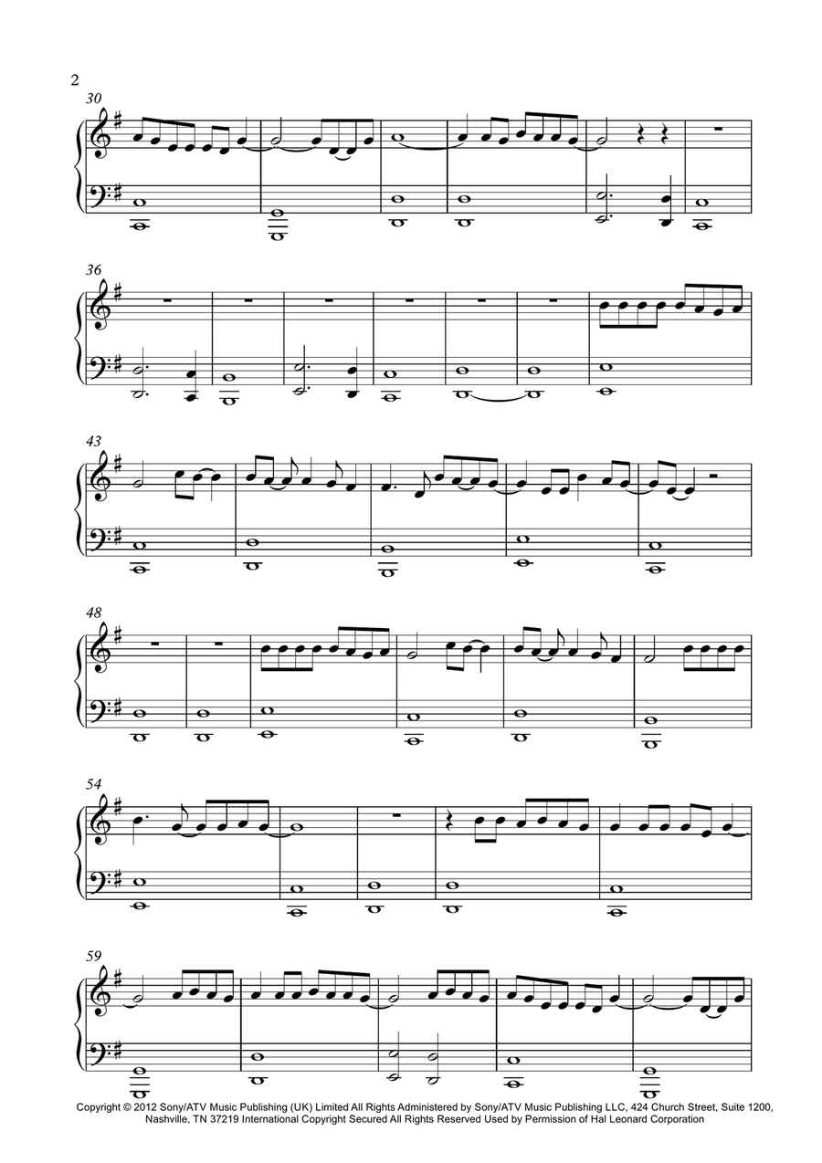 Let Her Go Easy Piano scores gallery preview page 2