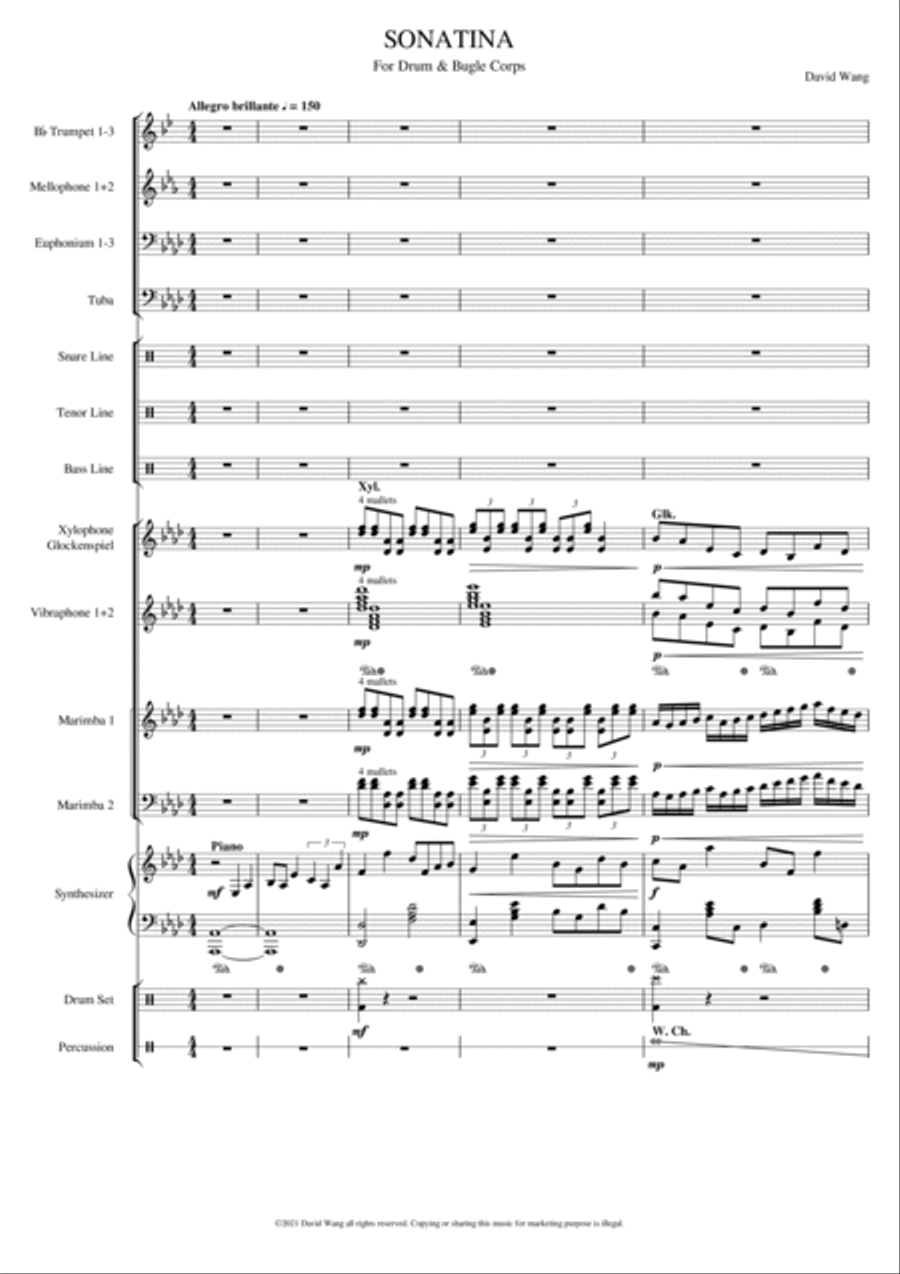 SONATINA for Drum and Bugle Corps Large Ensemble scores gallery preview page 1