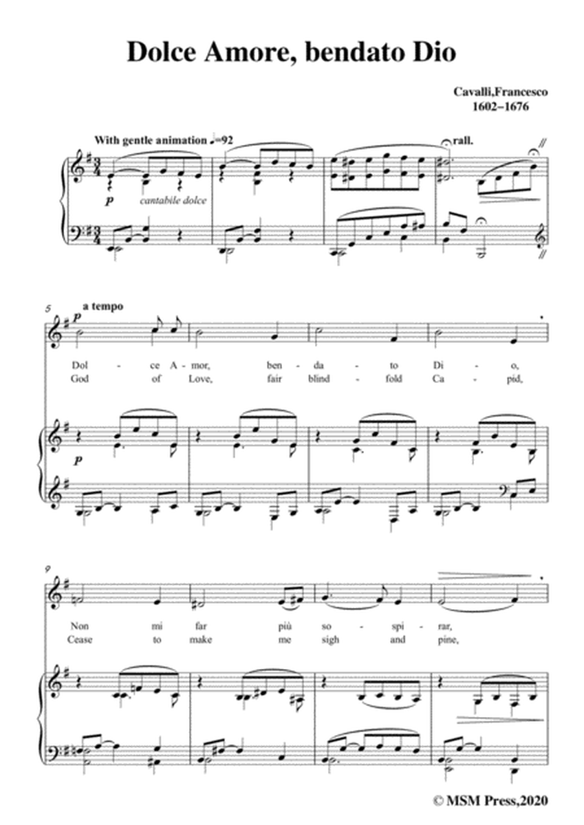 Cavalli-Dolce amore bendato dio,in e minor,for Voice and Piano