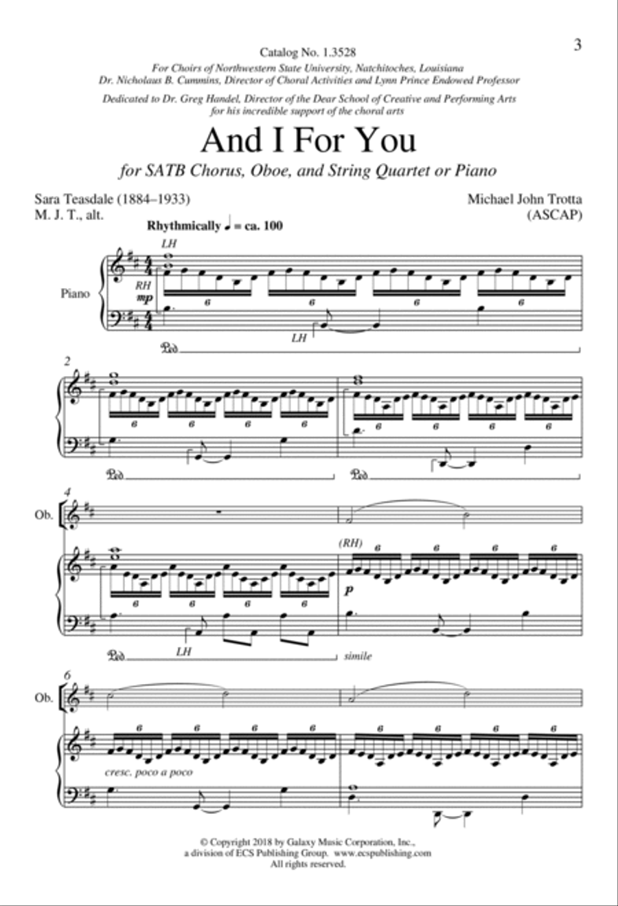 And I For You from For a Breath of Ecstasy 4-Part scores gallery preview page 2