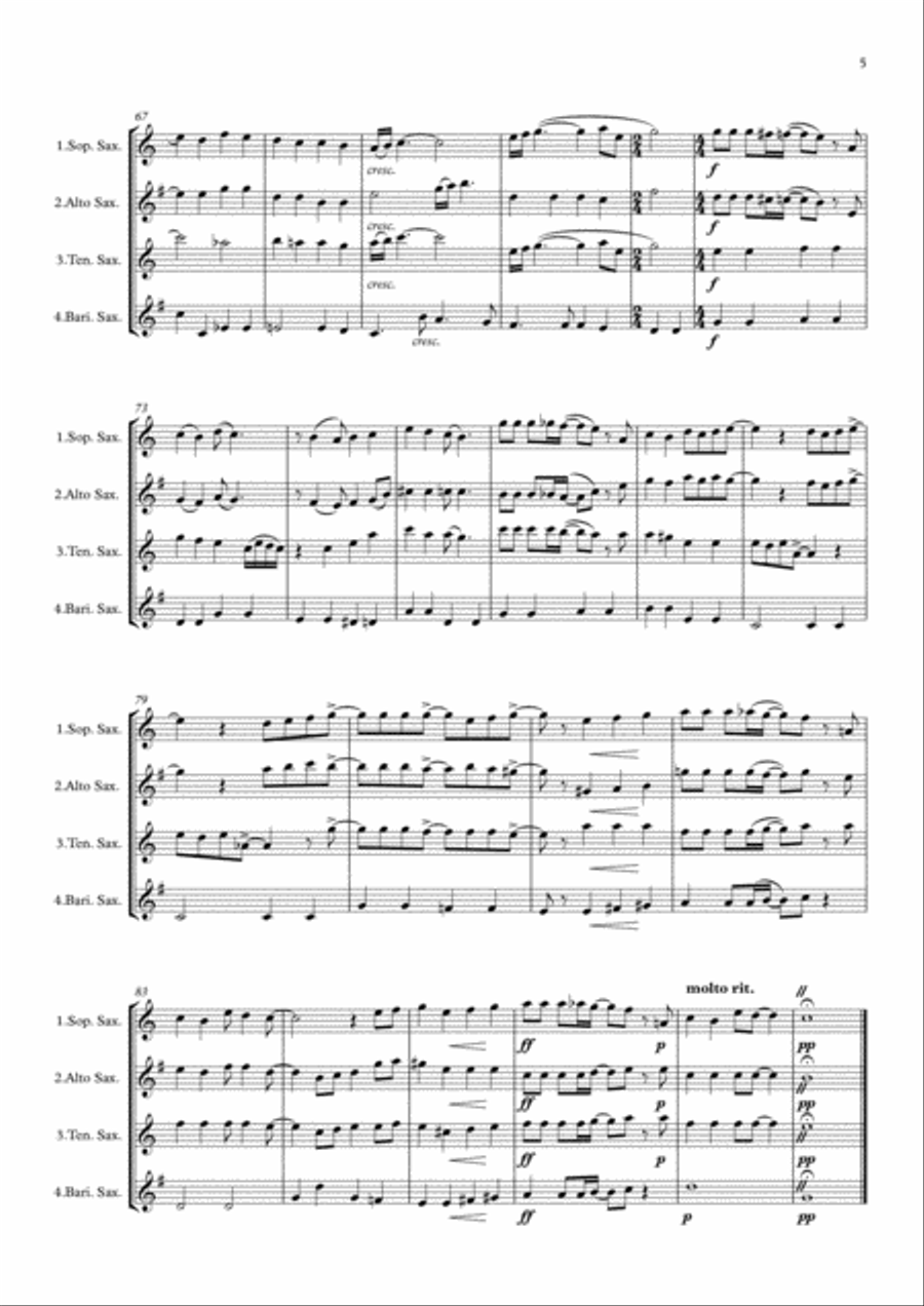 Thank You For The Music Saxophone Quartet scores gallery preview page 5