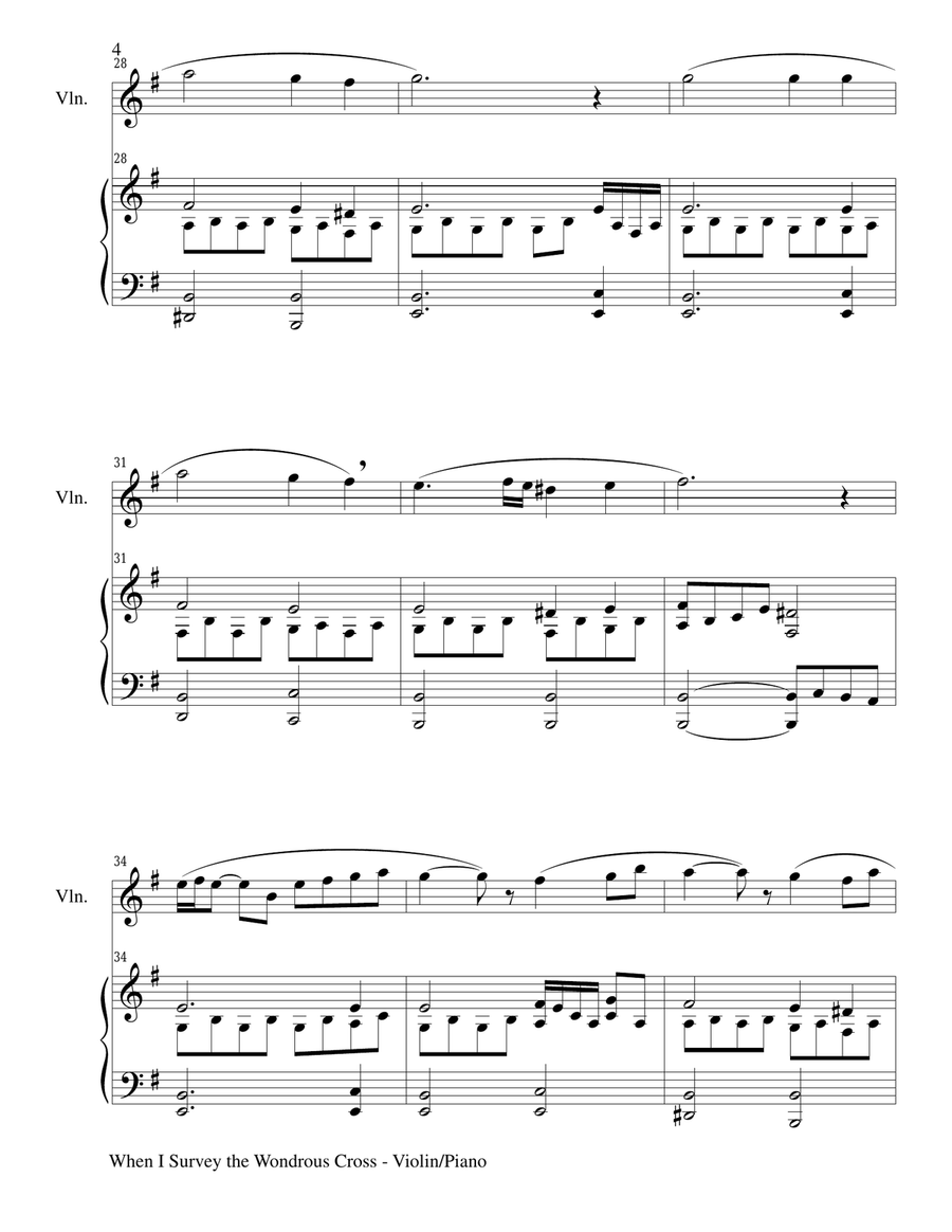 WHEN I SURVEY THE WONDROUS CROSS (Violin/Piano and Violin Part) Violin Solo scores gallery preview page 4