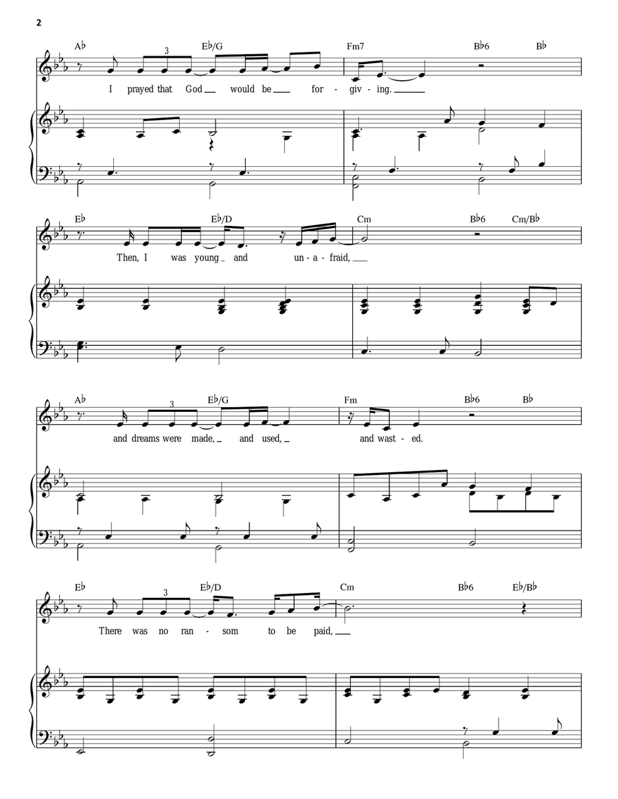 I Dreamed A Dream Piano, Vocal scores gallery preview page 2