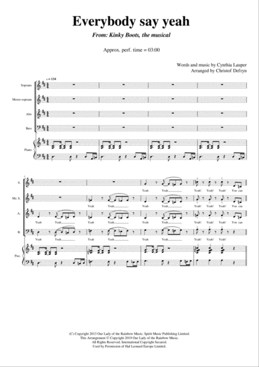 Everybody Say Yeah Everybody Say Yeah 4-Part scores gallery preview page 1