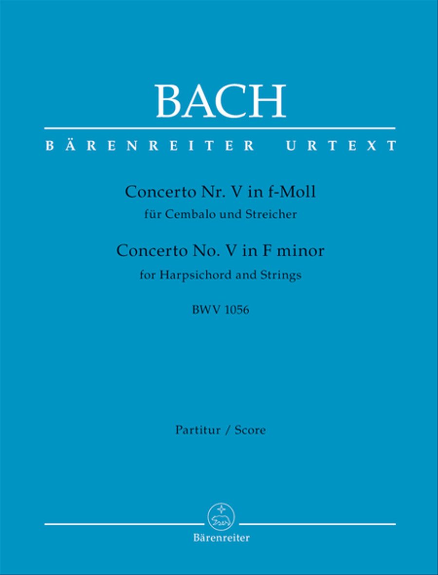 Book cover for Concerto for Harpsichord and Strings Nr. 5 F minor BWV 1056