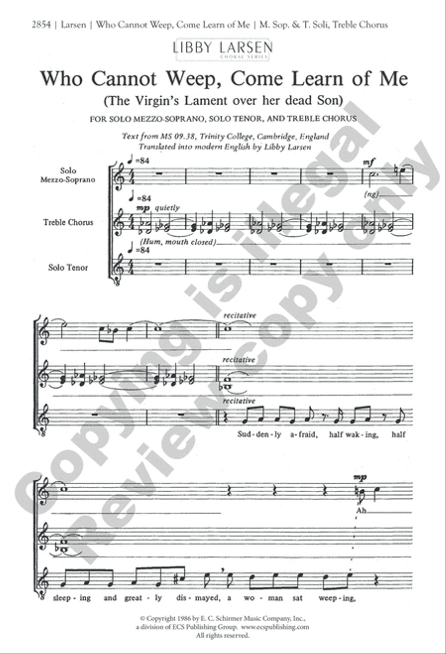 Who Cannot Weep, Come Learn of Me Women's Choir scores gallery preview page 3