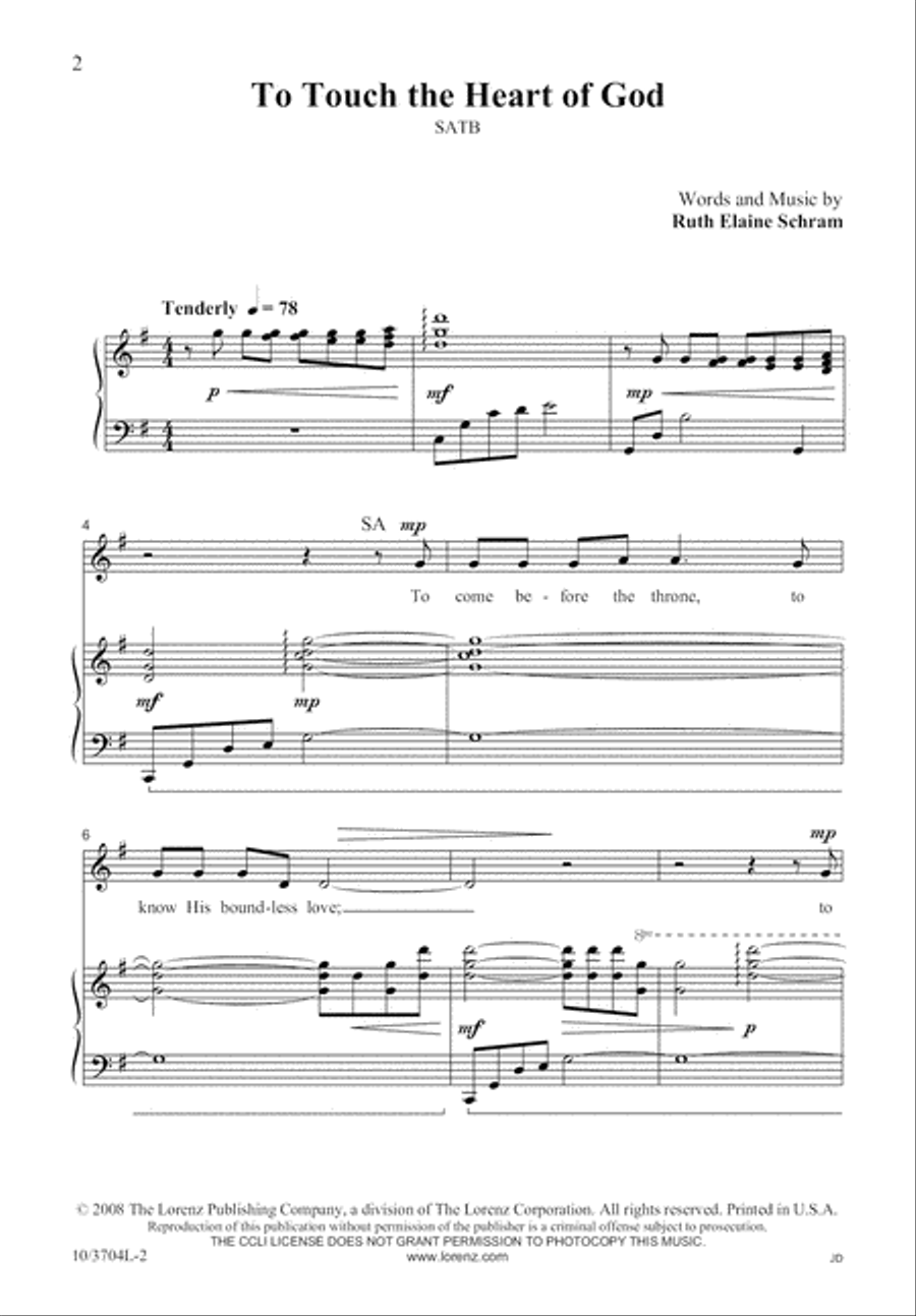 To Touch the Heart of God 4-Part scores gallery preview page 3