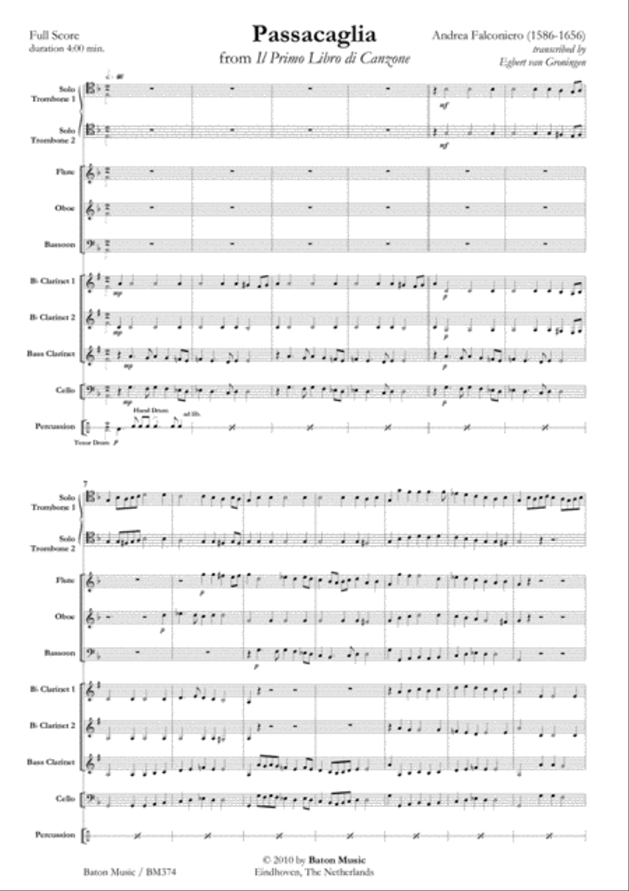 Passacaglia for two Trombones Bass Clarinet scores gallery preview page 2