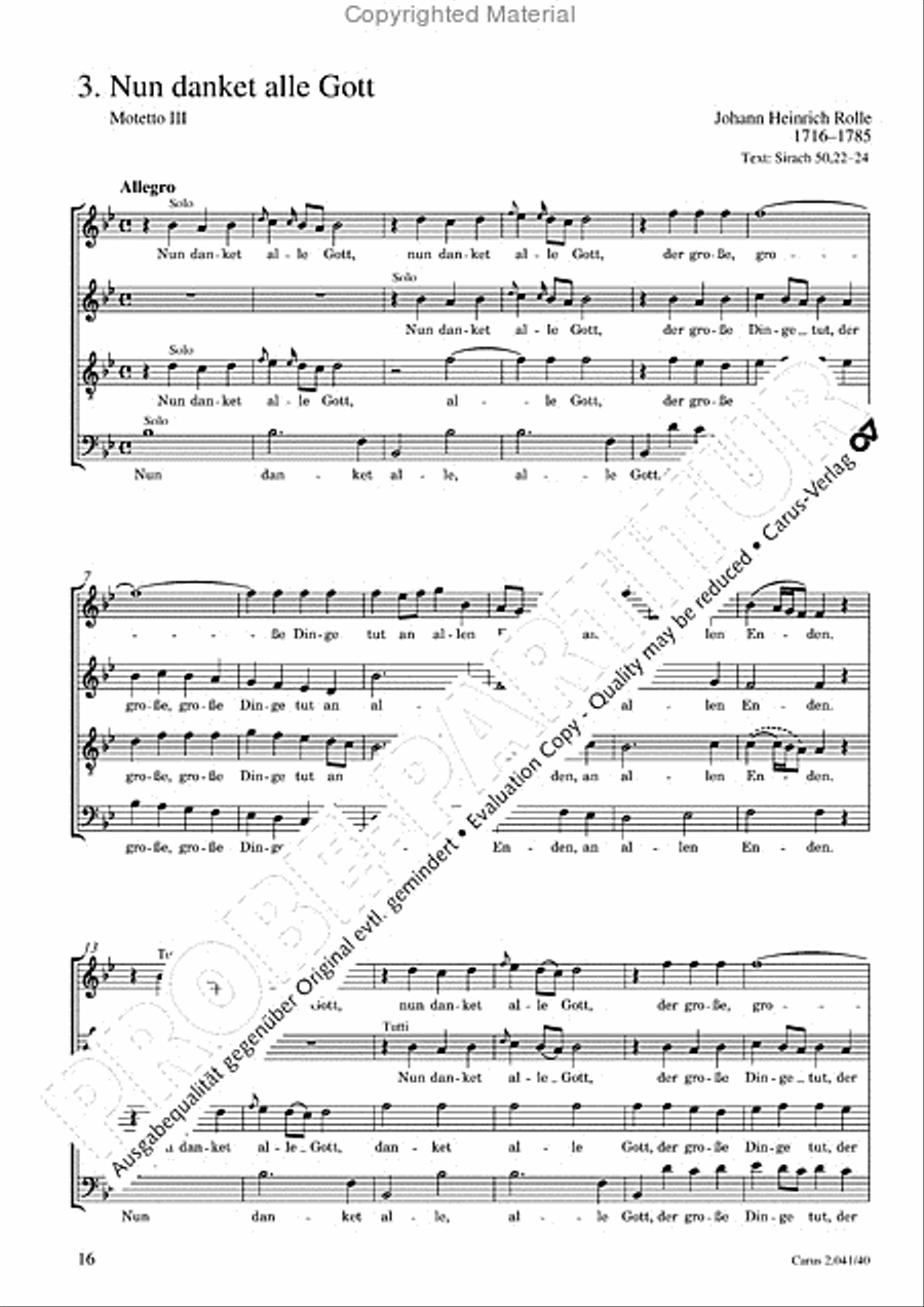 Motets and arias for choirs collected and edited by Johann Adam Hiller, vol. 4 Voice Solo scores gallery preview page 17