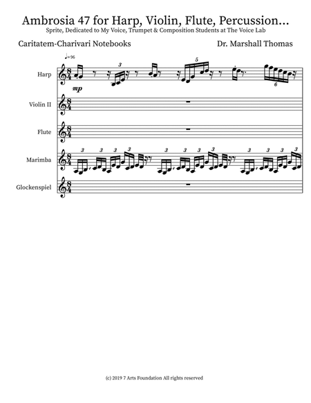 Ambrosia 47 for Harp, Violin, Flute, Percussion...