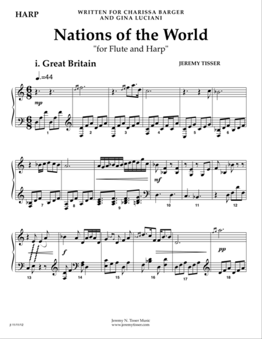 Nations of the World - HARP PART Harp scores gallery preview page 1