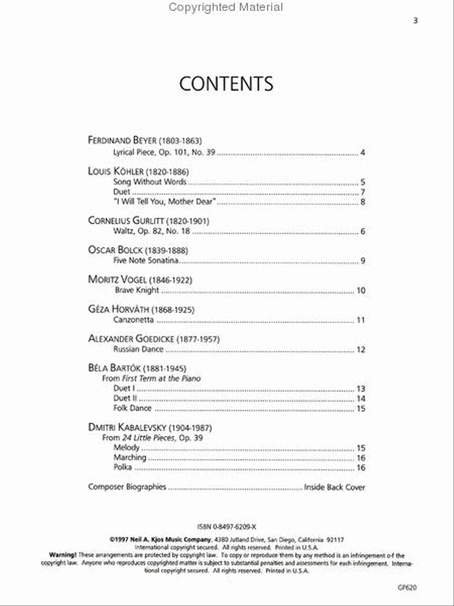 Piano Repertoire: Romantic & 20th Century - Preparatory Level