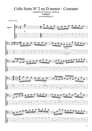 Bach Suite Nº2 Dm - Courante (Bass Guitar adaptation)