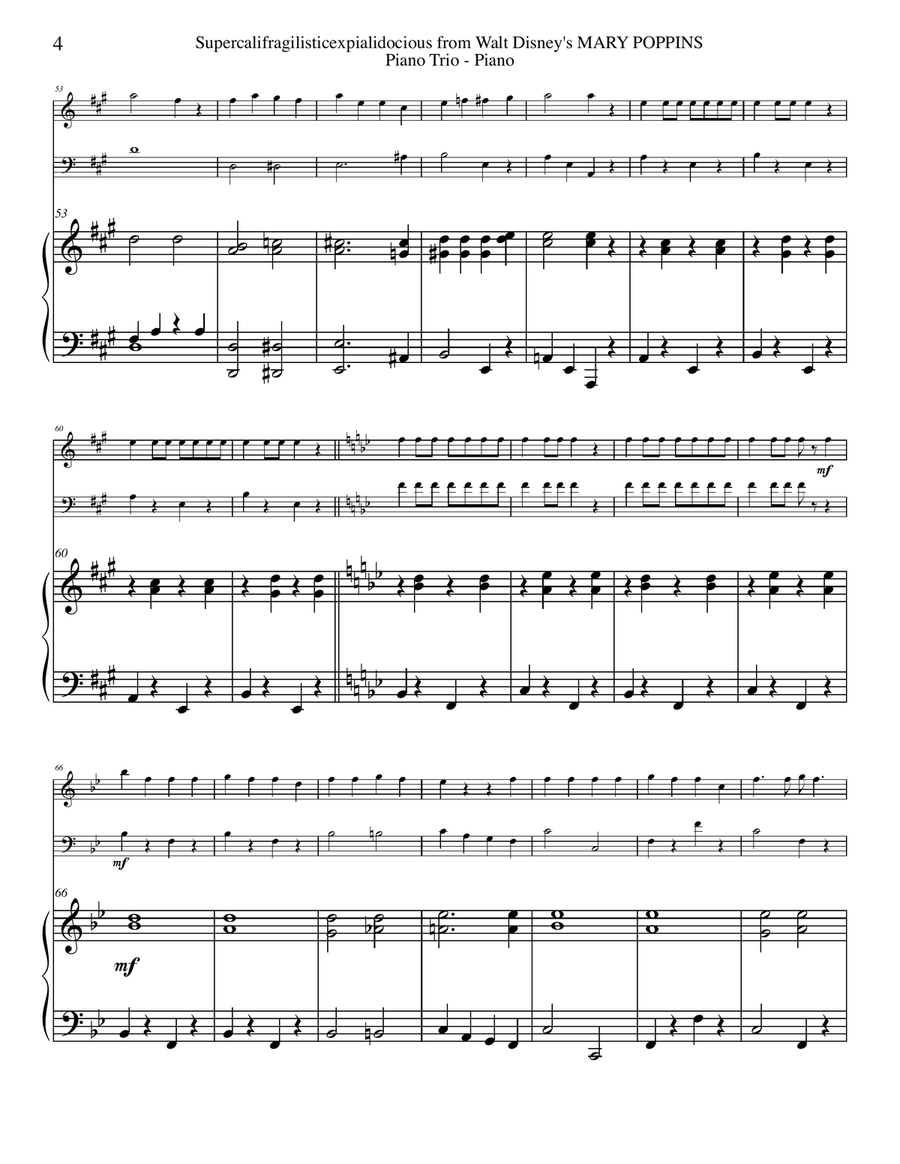Supercalifragilisticexpialidocious from Walt Disney's MARY POPPINS Piano Trio scores gallery preview page 4