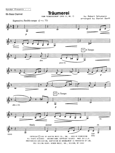Traumerei - Bb Bass Clarinet