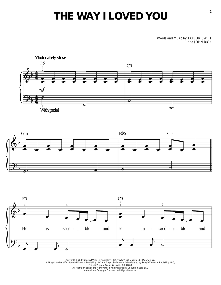 The Way I Loved You The Way I Loved You Easy Piano scores gallery preview page 1