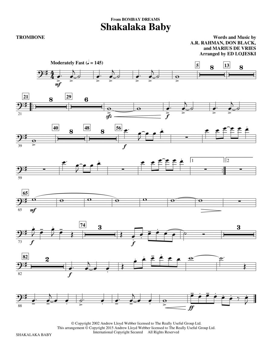 Shakalaka Baby (from Bombay Dreams) - Trombone Choir scores gallery preview page 1