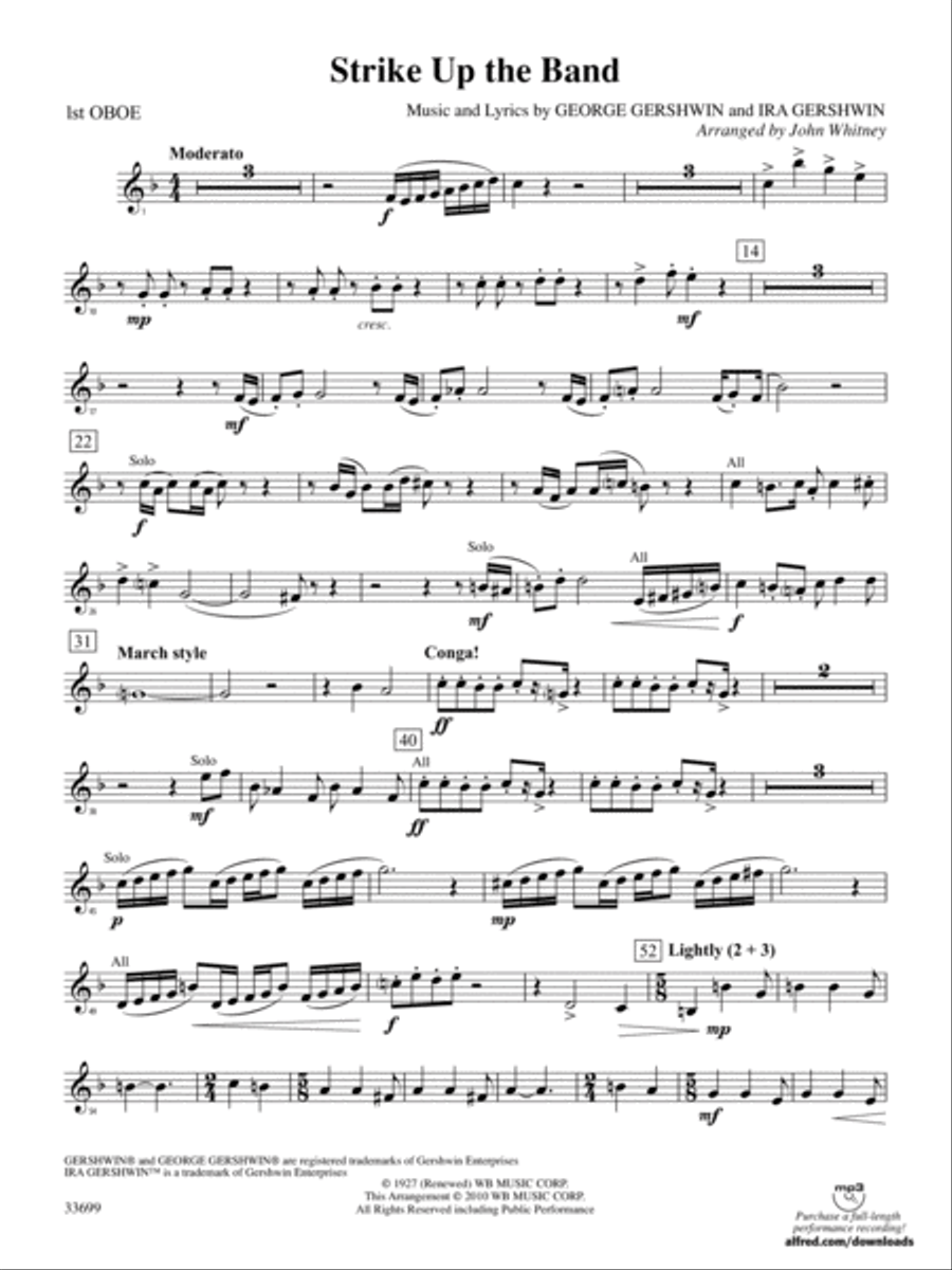 Strike Up the Band: Oboe Full Orchestra scores gallery preview page 1