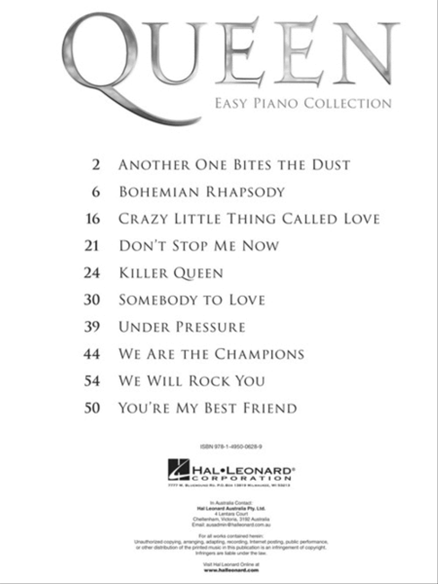Queen – Easy Piano Collection Easy Piano scores gallery preview page 2