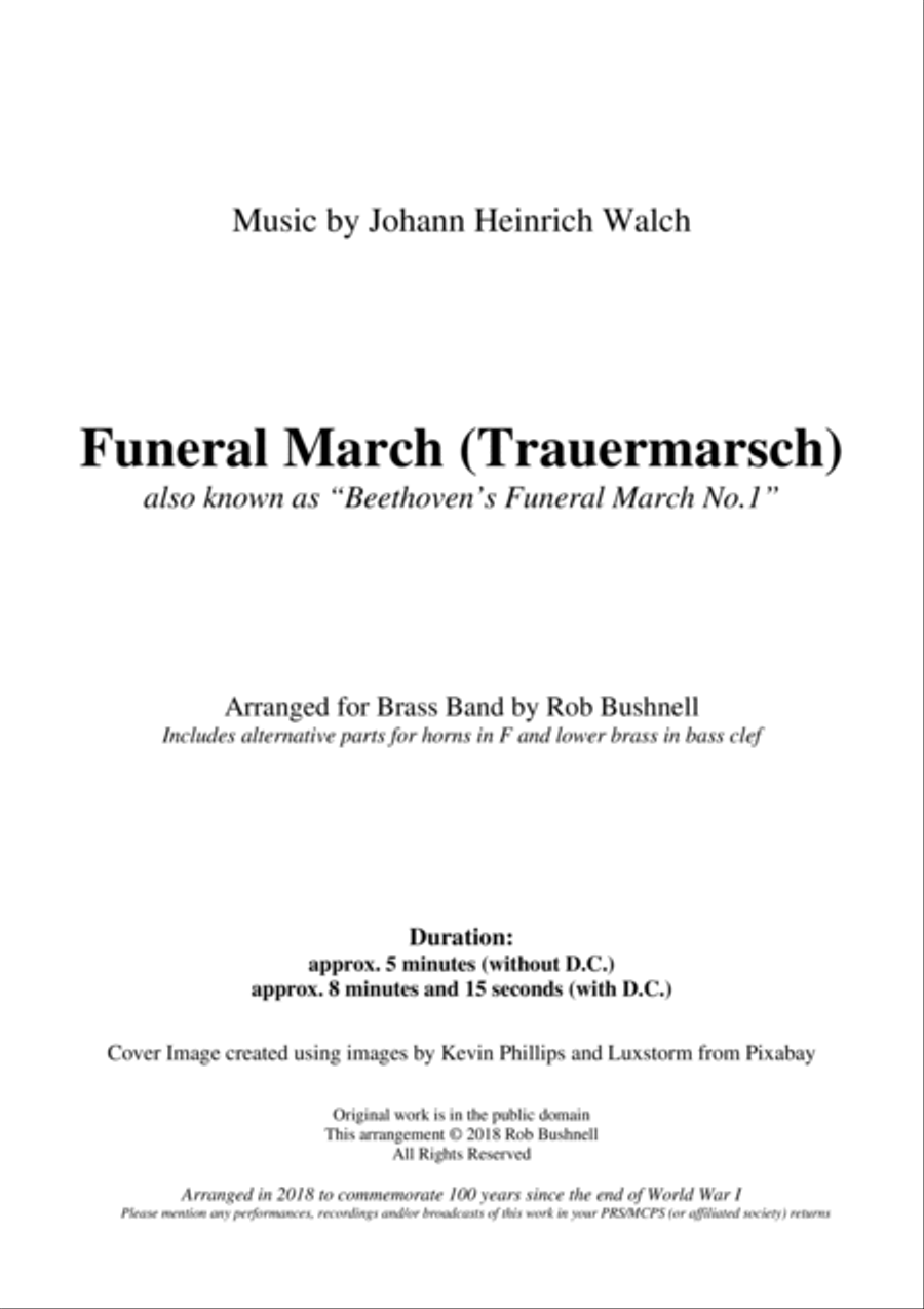 Funeral March (Walch)/"Beethoven's Funeral March No.1" - Brass Band (March-card sized) image number null