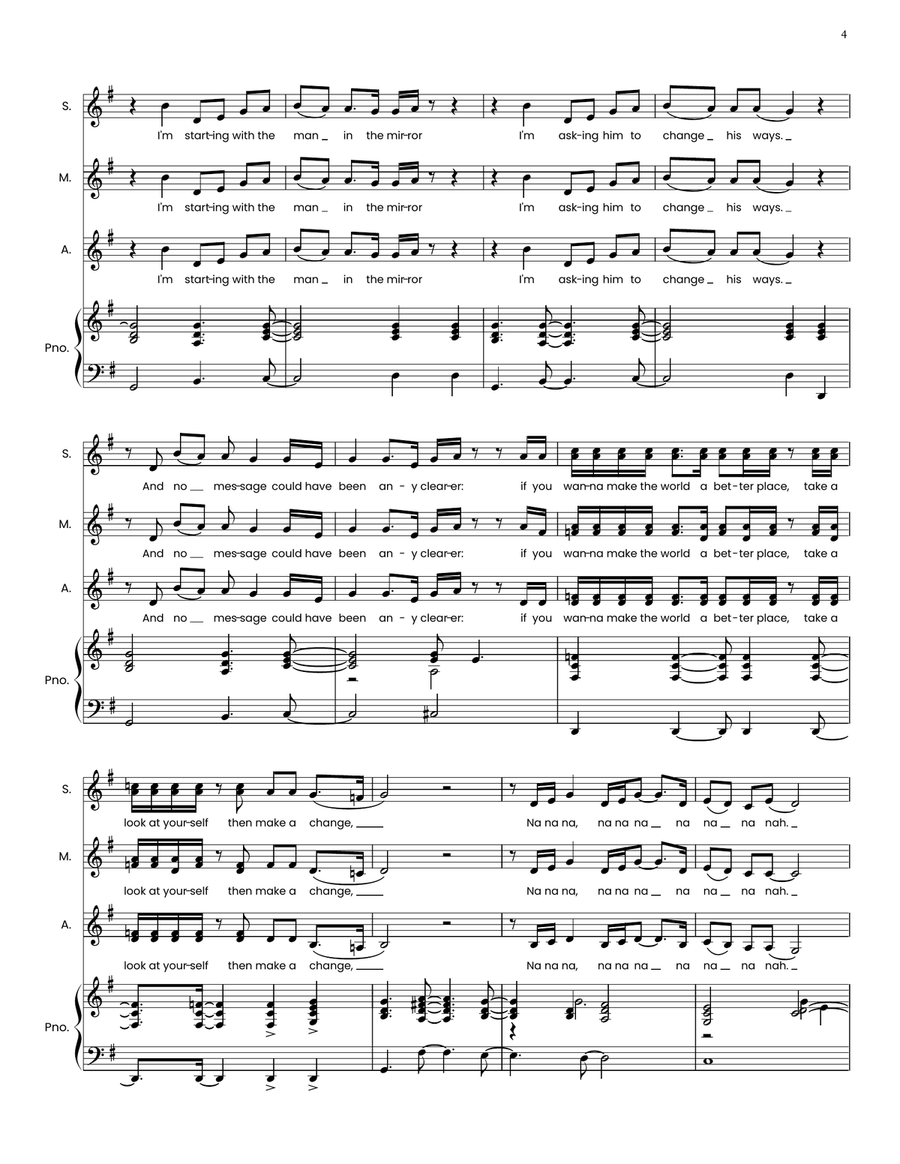 Man In The Mirror SSA scores gallery preview page 4