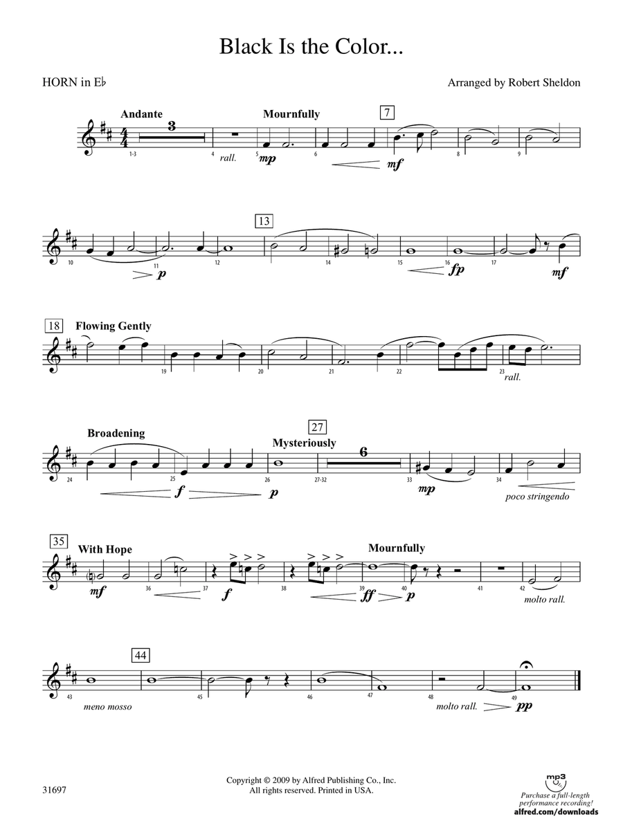 Black Is the Color...: (World Part) 1st Horn in E-flat