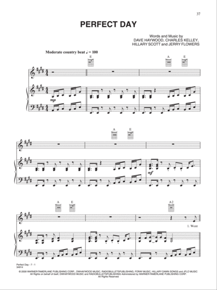 Perfect Day Piano, Vocal, Guitar scores gallery preview page 1