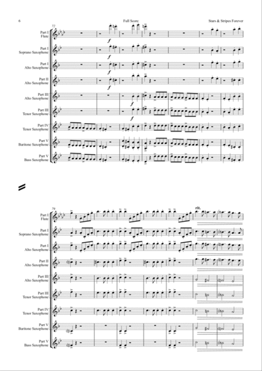 Stars and Stripes forever - Sousa - Saxophone Quintet Saxophone Quintet scores gallery preview page 6