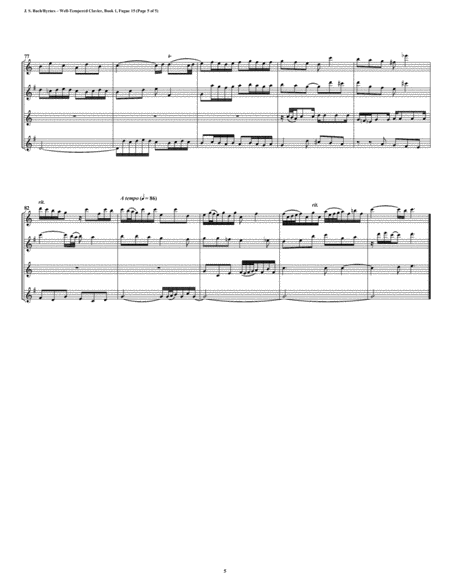 Fugue 15 from Well-Tempered Clavier, Book 1 (Saxophone Quartet) image number null