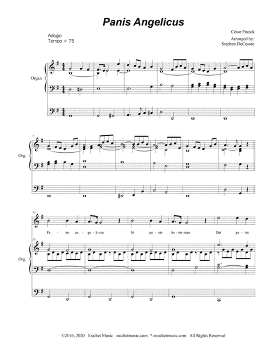Panis Angelicus (for Unison choir - Medium Key - Organ accompaniment) image number null