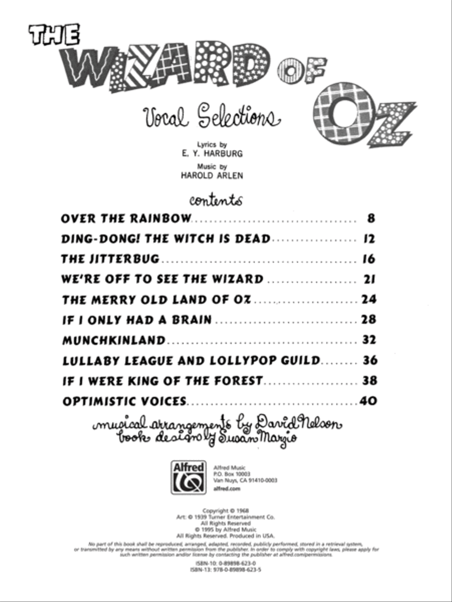 The Wizard Of Oz - Vocal Selections Piano, Vocal, Guitar scores gallery preview page 2