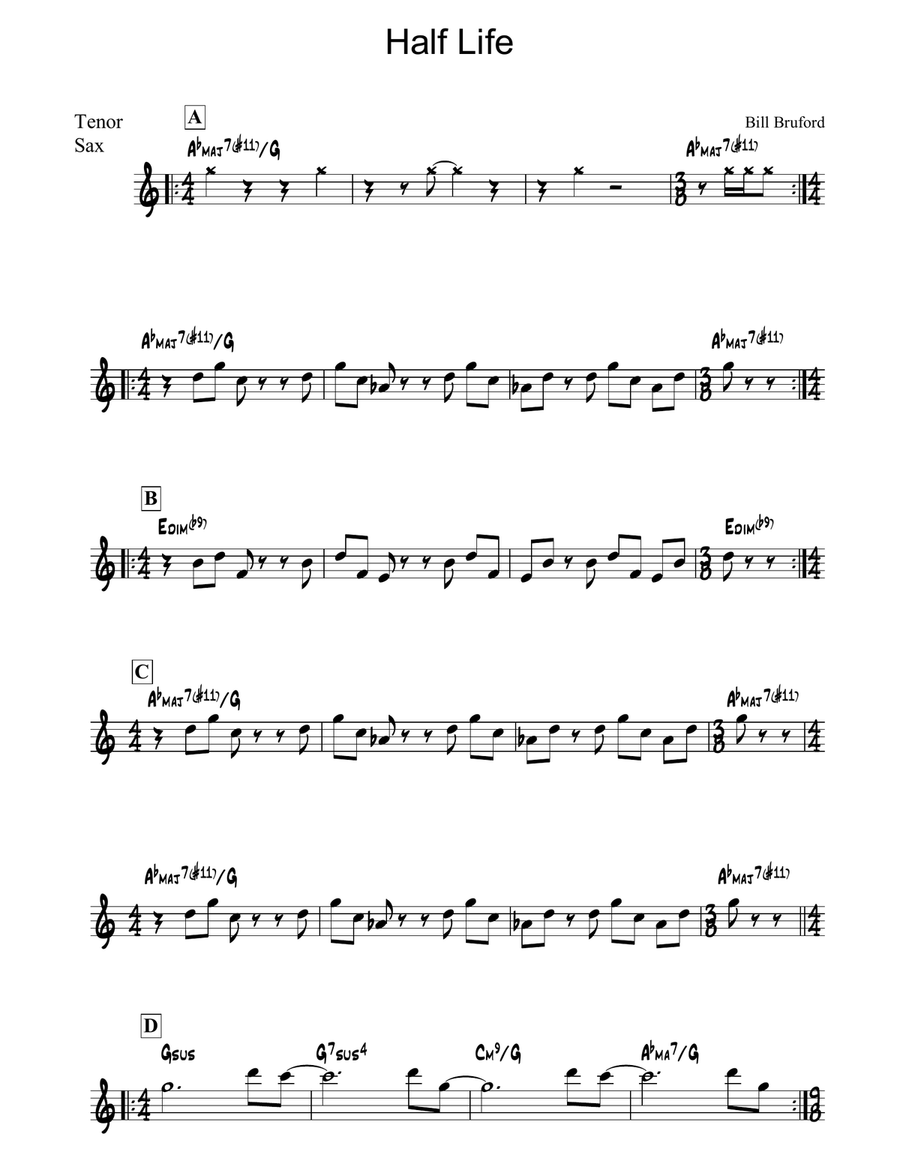 Half Life Tenor Saxophone scores gallery preview page 1