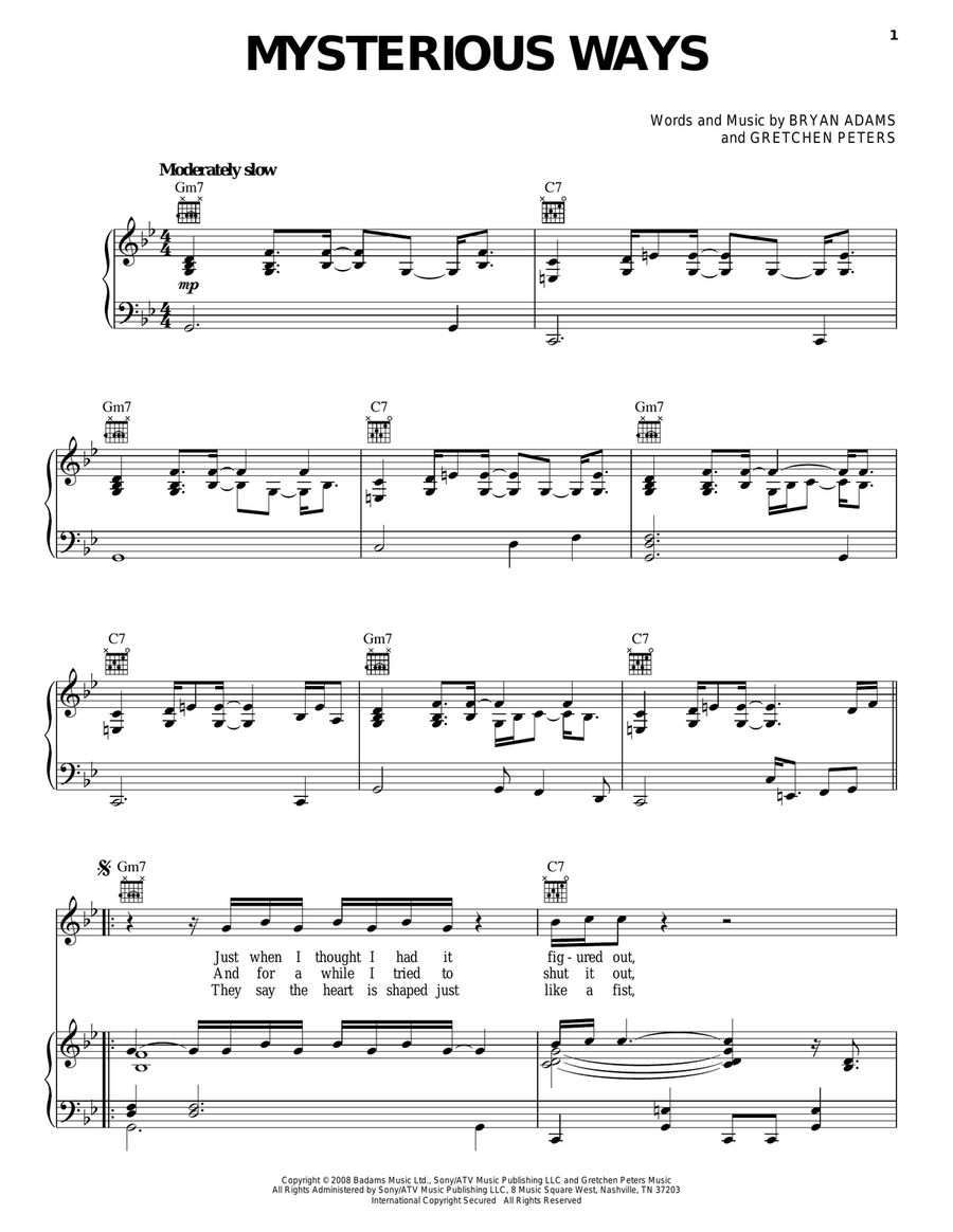 Mysterious Ways Acoustic Guitar scores gallery preview page 1