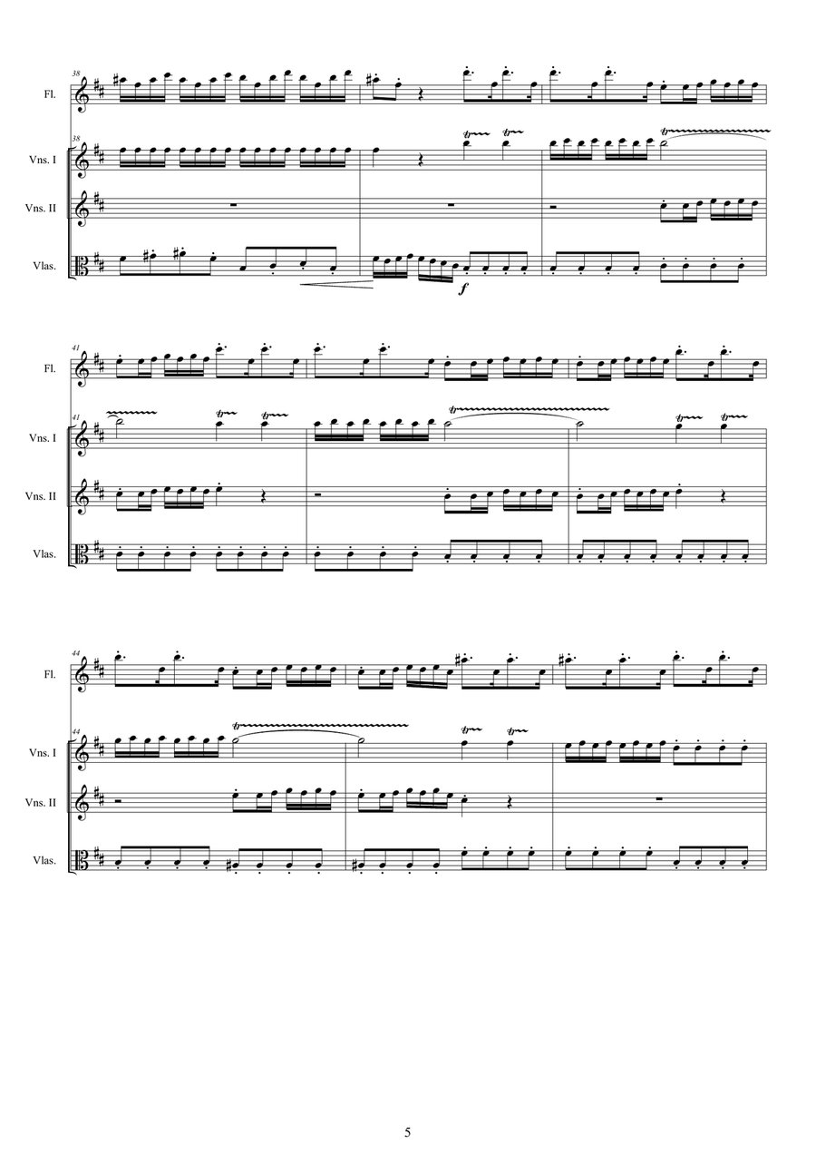 Vivaldi - Flute Concerto No.3 in D major Op.10 'Il Cardellino' RV 428 for Flute, Strings and Cembalo Chamber Orchestra scores gallery preview page 5
