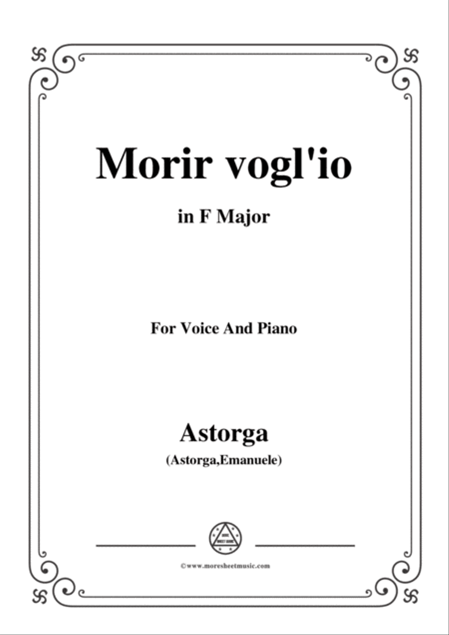 Astorga-Morir vogl'io,in F Major,for Voice and Piano Voice Solo scores gallery preview page 1