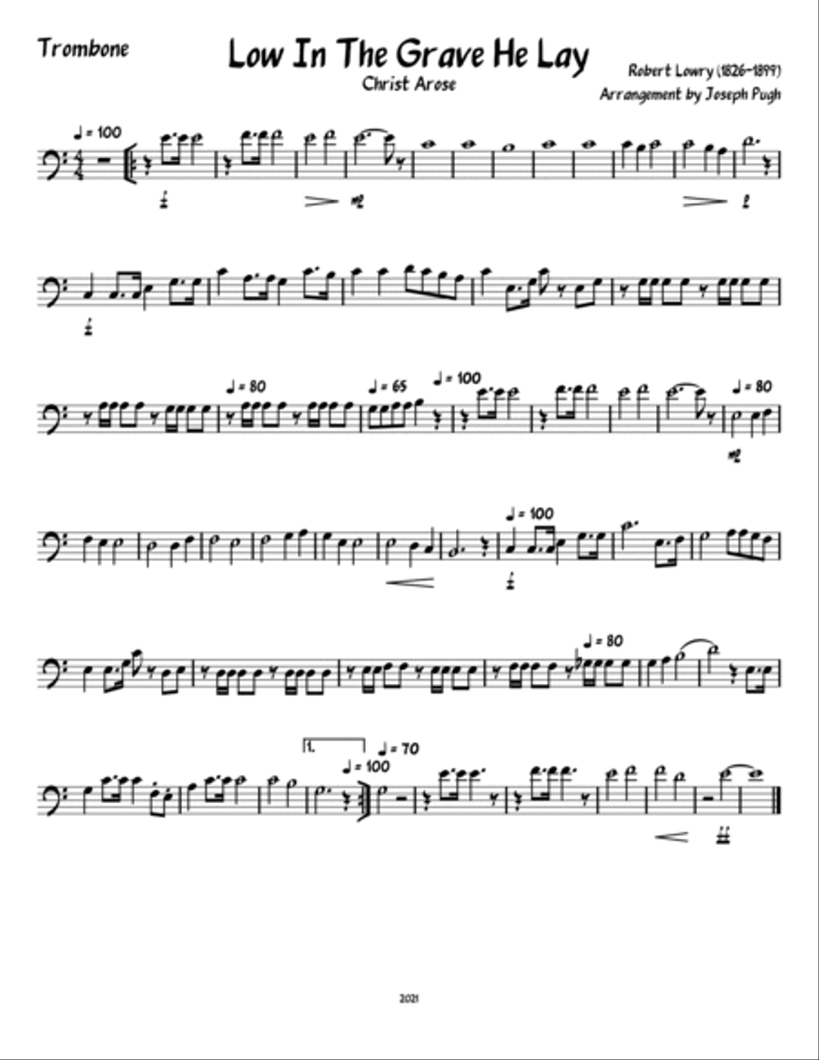 Low In The Grave He Lay (Christ Arose)-Brass Quintet Brass Quintet scores gallery preview page 3