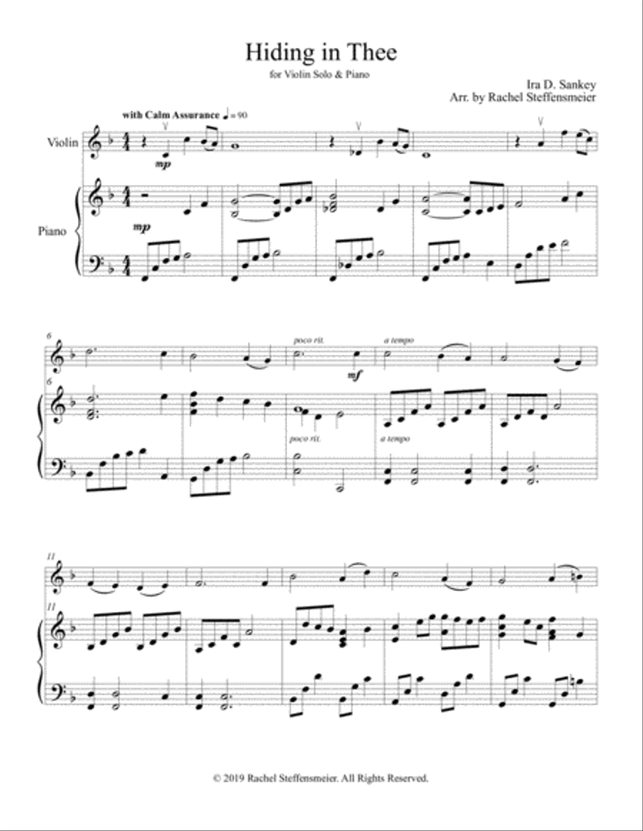 Hiding in Thee Violin Solo scores gallery preview page 1