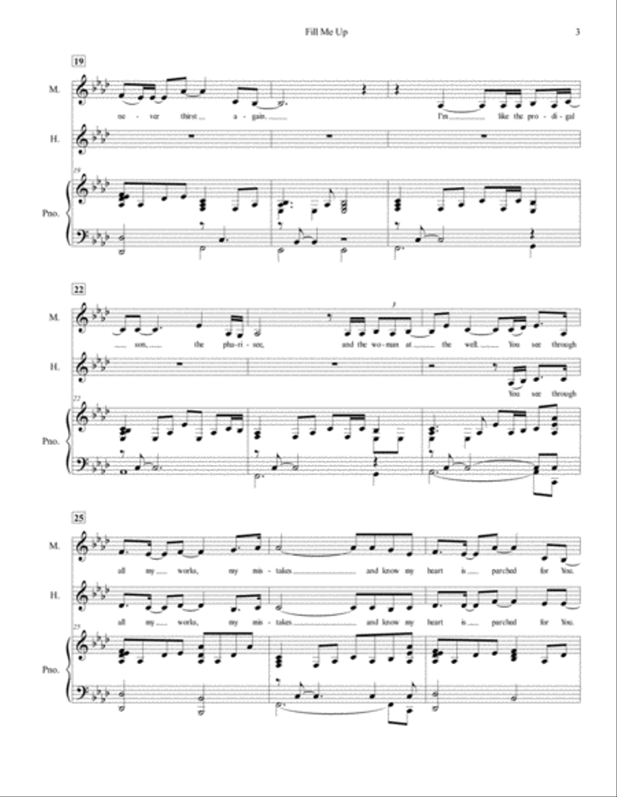 Fill Me Up, for Voice and Piano (feat. Stephanie Immordino) Small Ensemble scores gallery preview page 4