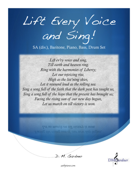 Lift Every Voice and Sing! (SSAA, Baritone Solo, Percussion, Bass, and Piano) image number null