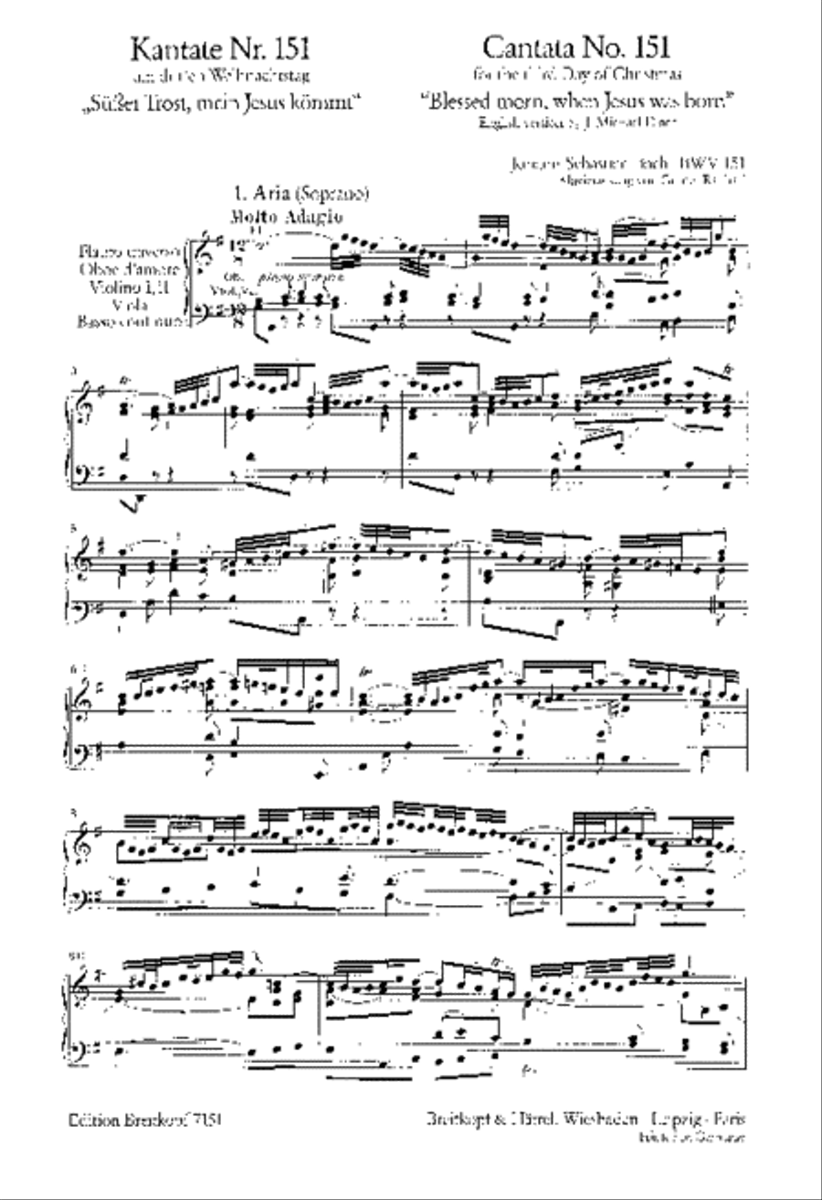Cantata BWV 151 “Blessed morn, when Jesus was born” 4-Part scores gallery preview page 2